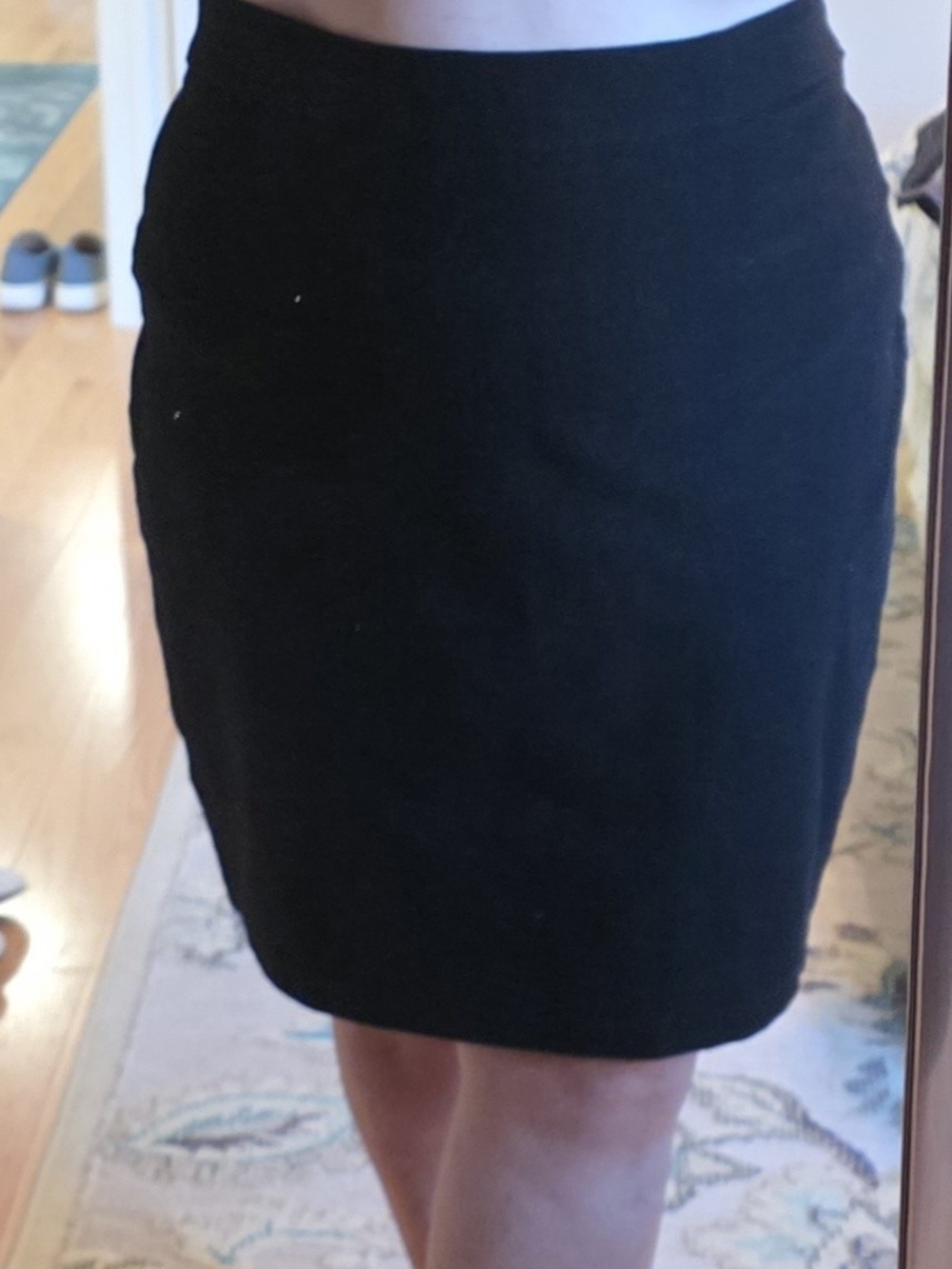 Eileen Fisher Black Crepe Pencil Skirt - Classic Straight Waist